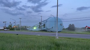 The old water tower in Ontario that once fed water to the General Motors plant came down with a bang Tuesday morning just after 6 a.m. | Richland Source