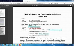 Integer Optimization (Spring 2019)