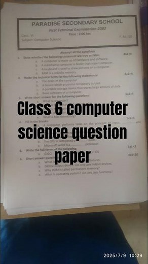class 6 computer science question paper model question paper of computer science
