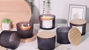 6 Pack Glass Candle Jars with Lids (16oz, Frosted Grey) - Large Candle Jars for 3 Wick Candles Making - Empty Candle Jars Containers - Candle Making Accessories include 16Pcs Candle Labels