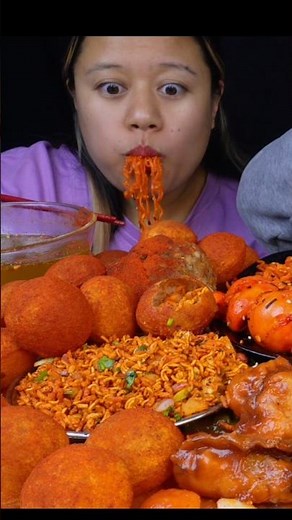 extremely spicy food,noodles, dumpling,chatpate,panipuri 🥵 #mukbang#eatingshow#eatingvideos #spicy