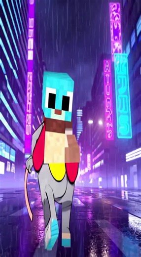 Bradar fighting in futureistic neon city