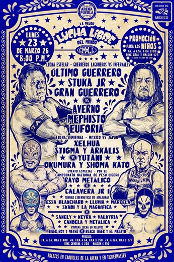 CMLL Lunes Clásico Results - March 23, 2026