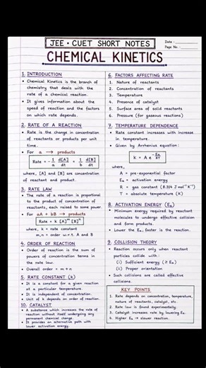 Chemical Kinetics Class 12 NCERT Short Notes | JEE Main 2027 | CUET Chemistry Revision !