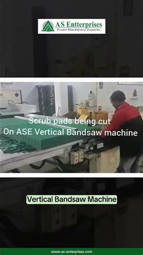 Green Scrub Pad Cutting on ASE Nati Vertical Cutting Machine