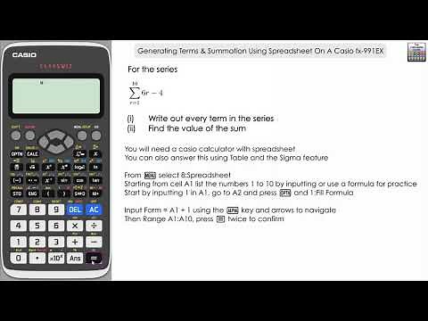 Generating Terms & Summation Using Spreadsheet On A Casio Classwiz fx-991EX