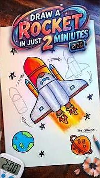 Draw a ROCKET in just 2 Miniute! 🎨 | 🚀 Easy Drawing Tutorial for Kids | Joy Ake