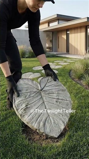 Concrete Leaf Stepping Stone Build from Real Leaf Mold