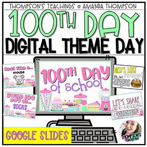 100th DAY of SCHOOL ACTIVITIES - Digital THEME DAY -  Google Slides