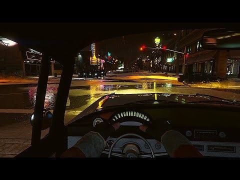 10 Hours GTA V Christmas Snow Drive | Heavy Rain on Window for Sleep