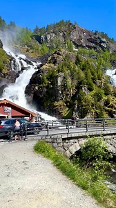 Låtefossen, one of Norway’s most iconic waterfalls 💦 Two powerful streams crash together right beneath the road, creating a constant roar of mist, spray, and raw energy. Fed by melting mountain snow, it’s at its wildest in late spring and early summer. | Spectacular Norway
