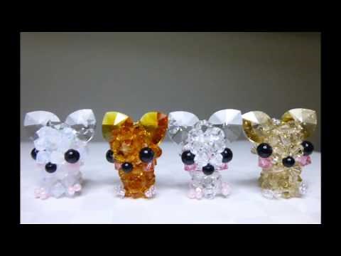 ☆スワロフスキービーズ手芸☆子犬ストラップ★作り方付き