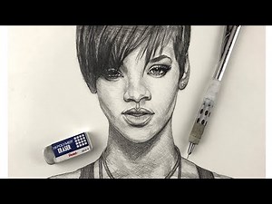 How To Draw Rihanna ; Step by Step Using One Pencil? 🤯