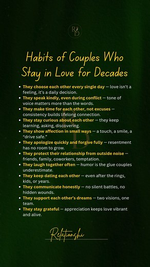 Habits of Couples Who Stay in Love for Decades | Relationship guide