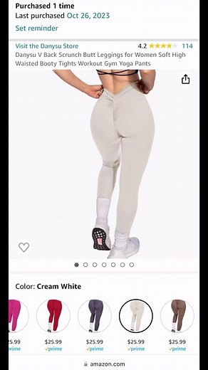 Danysu V Back Scrunch butt leggings form amazon. Link in my amazon storefront #leggingsoftiktok #fyp #fitnessleggings #amazonfinds