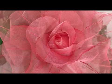 Giant Organza Rose Flower DIY | Huge Fabric Rose Tutorial | Handmade Decorative Flower Craft