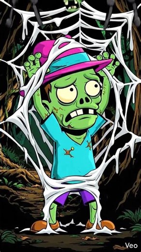 Zombie Trapped in Giant Spider Web