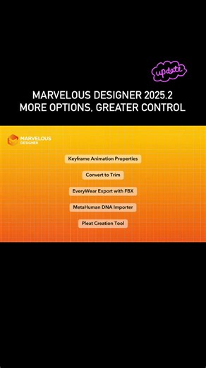 Marvelous Designer on Instagram: "More Options, Greater Control: Marvelous Designer 2025.2 Update to #marvelousdesigner 2025.2 now to experience five new key features an over a dozen highlight features."