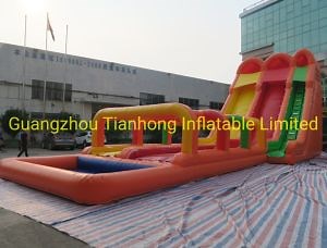 [Hot Item] 25X6m Giant Inflatable Water Slide Commercial Grade Inflatable Water Pool Long Slide