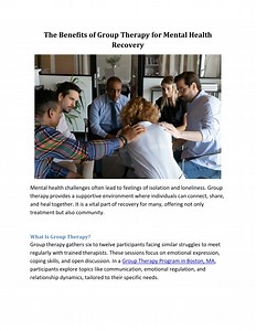 The Benefits of Group Therapy for Mental Health Recovery - SlideServe