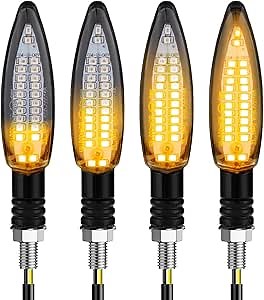 Sequential Turn Signal Motorcycle Blinkers LED Front Rear Flowing Indicators Light Universal Compatible with Harley Honda Kawasaki Suzuki Yamaha (C-Clear Lens)