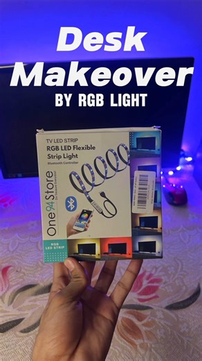 Desk Makeover With RGB Strip Light #rgb #rgblighting #desksetup #desk