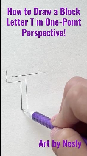Draw 3D Letter T in One Point Perspective – Easy Drawing Tutorial for Beginners #sketchbookideas