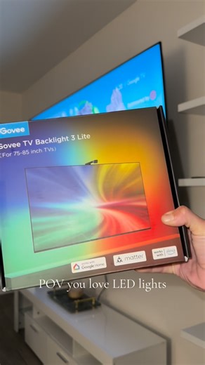 Nicole Jay on Instagram: "Me and LED lights go together real bad 🤣 I got the Govee backlight 3 lite set up and installed on my TV (my tv is 85 inches for those wondering) Also I added it to my @amazon storefront in my bio @goveeofficial we locked in 🤣🤞🏽 #led #lights #TV #govee"