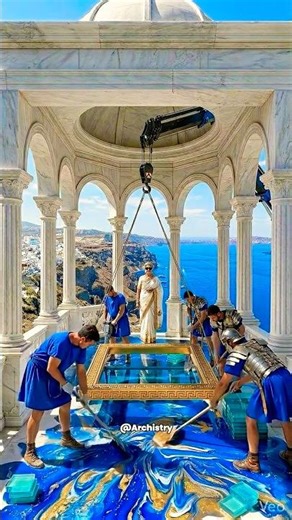 This Santorini Floor Is Unreal 😳 #shorts #diy #epoxy