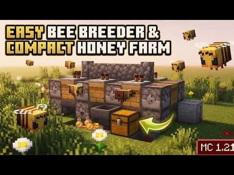 AFK Compact Honey Farm + EASY Bee Breeder Tutorial in Minecraft 1.21+