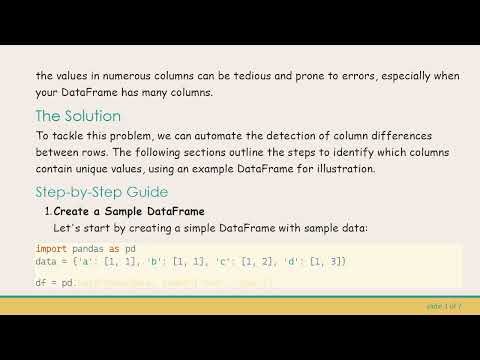 Detecting Unique Values in Pandas DataFrame Columns