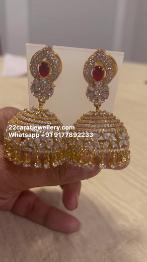 925 silver Cz heavy Jhumkas with pearl WhatsApp 091778 92233 , WhatsApp US 1 919 995 1096 | 22caratjewellery