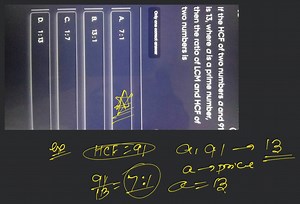 If the HCF of two numbers a and 91 is 13 , where a is a prime n... | Filo