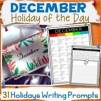 Holiday of the Day December Calendar Activities Writing Prompts Morning Work