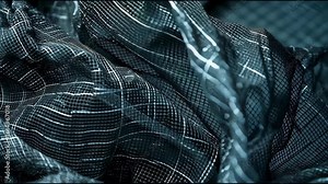 High-resolution macro of pollution-absorbing eco-textile representing sustainability and green innovation in fabric design