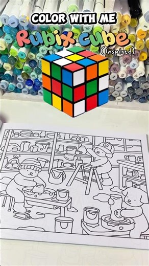 Rubix inspired my drawing today! #coloringbook #coloringbookpages #art #reels #colors #rubixcube