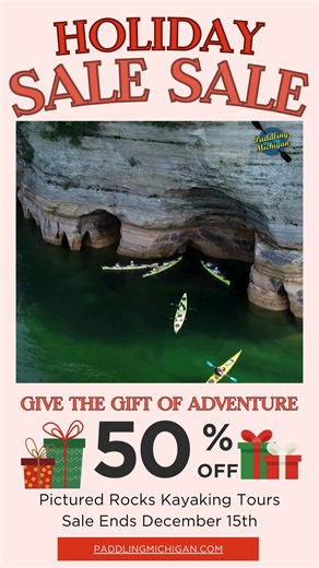 Gift a Pictured Rocks Kayak Tour this Holiday Seasn! https://www.paddlingmichigan.com/pictured-rocks-kayaking-tours/ | Paddling Michigan