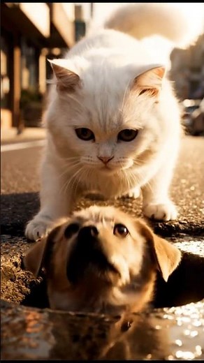 Mama Cat Save the Shivering Puppy | Realistic Animal Rescue Story