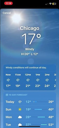Windy day iOS weather animation