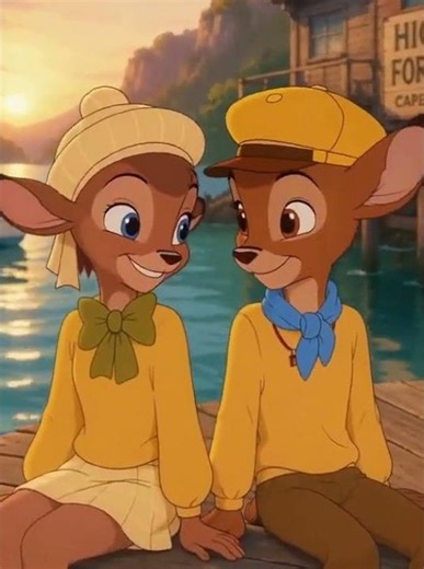 Bambi and Faline are talking to each other.