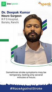 Stroke is a brain attack. When it comes to stroke, every minute matters. Recognize the signs & symptoms like sudden numbness or weakness of the face, arm, or leg with sudden confusion, trouble speaking or understanding, dizziness, visual symptoms & headache. Sometimes stroke symptoms may be temporary, lasting only several minutes or hours. The symptoms should not be ignored even if they are temporary, they can increase the risk of stroke so observe these symptoms & seek immediate medical help. #
