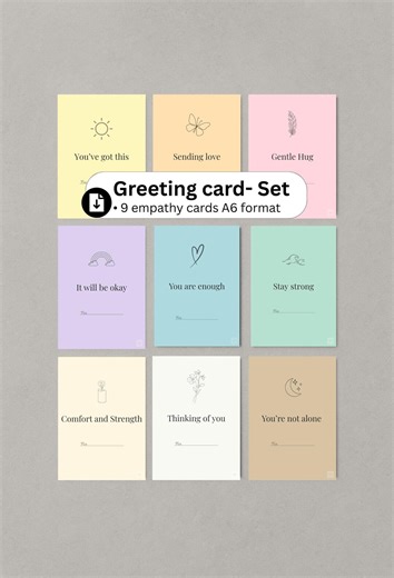 Printable Sympathy Card Set of 9 Minimalist Condolence & Empathy Cards Pastel Digital Grief Cards Single-sided Bereavement Cards to Print - Etsy Australia