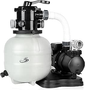 【2025 Upgrade】BlueBay 13" Sand Filter Pump with Timer 1/3HP / 1850GPH for Above Ground Pool up to 8000 Gallon, 7-Way Valve, Easy Installation, Gray