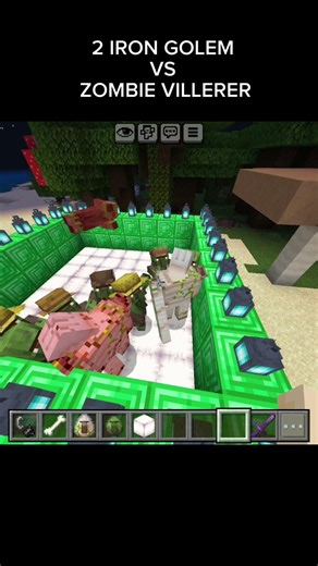 2 IRON GOLEM VS 10 ZOMBIE VILLERERS #trending #minecraft #nonstopgaming #shorts