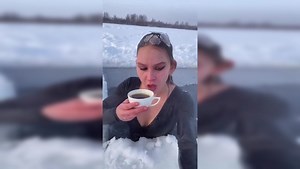 Viral video: Russian woman takes dip in freezing cold water at -27°C on camera