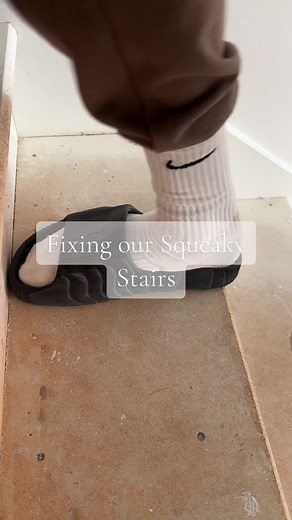 These creaky stairs needed an easy fix! #squeakystairs #diy #fixerupper #creakyfloorboards