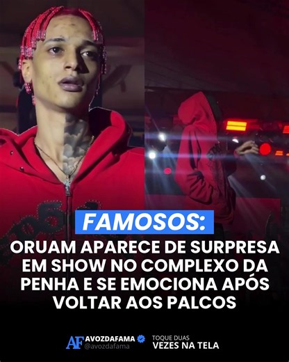 O rapper Oruam voltou aos palcos na madrugada deste sábado (26) no Baile da Penha, no Rio de Janeiro, após passar mais de um ano afastado e deixar de ser considerado foragido pela Justiça. O cantor apareceu de surpresa e cantou a música