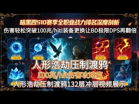 伤害更爆炸PRO MAX版！轻松突破100兆/hit！暗黑四Diablo4 S10赛季-人形浩劫压制渡鸦：装备+技能更换让BD极限DPS伤害再翻倍超级攻略！期待您的订阅，谢谢支持^^^