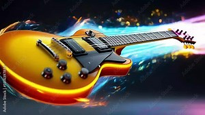 Electric Guitar in Motion with Neon Trails - 4K Video for Music, Rock, and Visual Effects Projects!