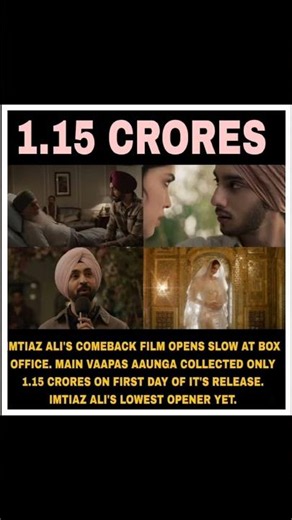 Imtiaz Ali’s Main Vaapas Aunga Opens to a Slow Start at Box Offic#trendingnow #bollywood #viralpost